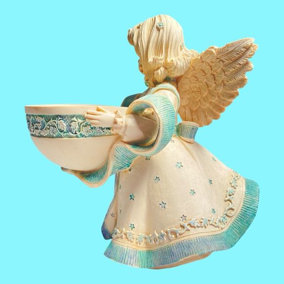 Sarahs Angels Collection Anna Tea Light Candle Holder Cream Blue Christmas Angel - Picture 6 of 9